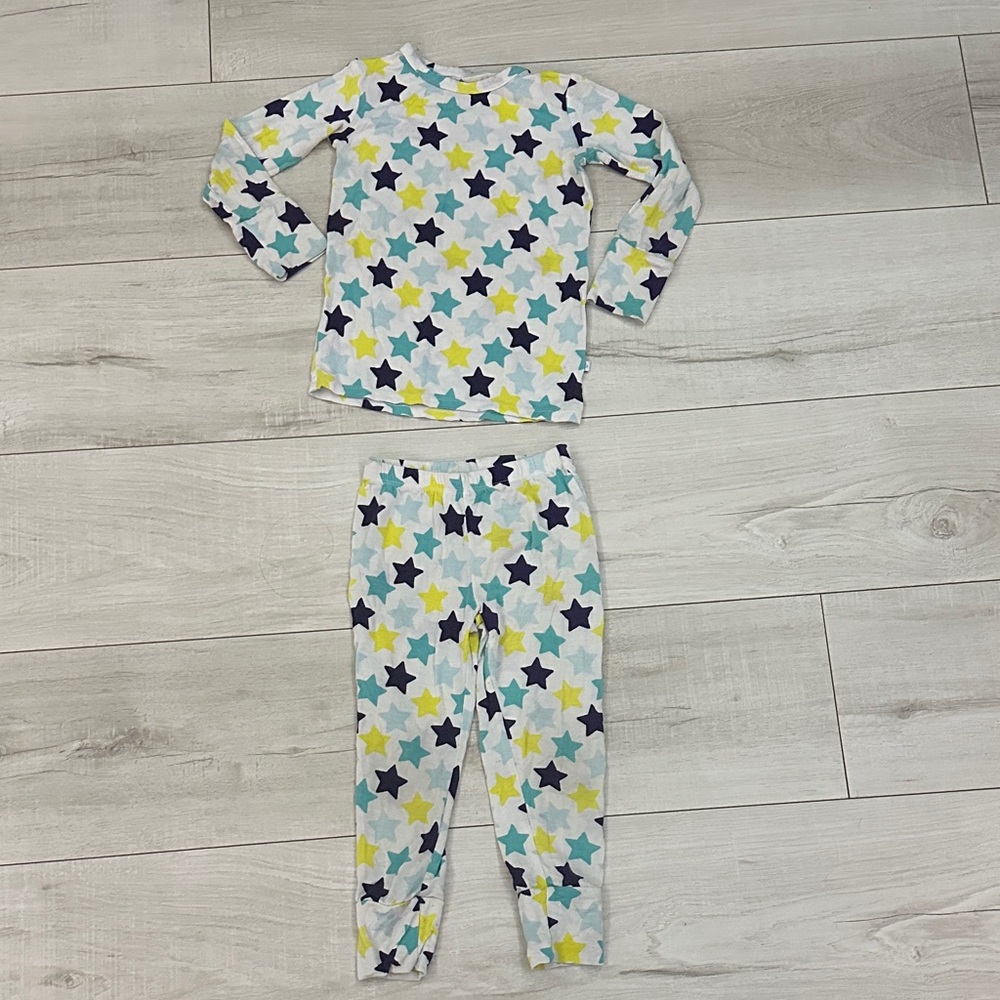 Posh Peanut Tommy Star Print Kids Pajama Set - Blue, Yellow, White